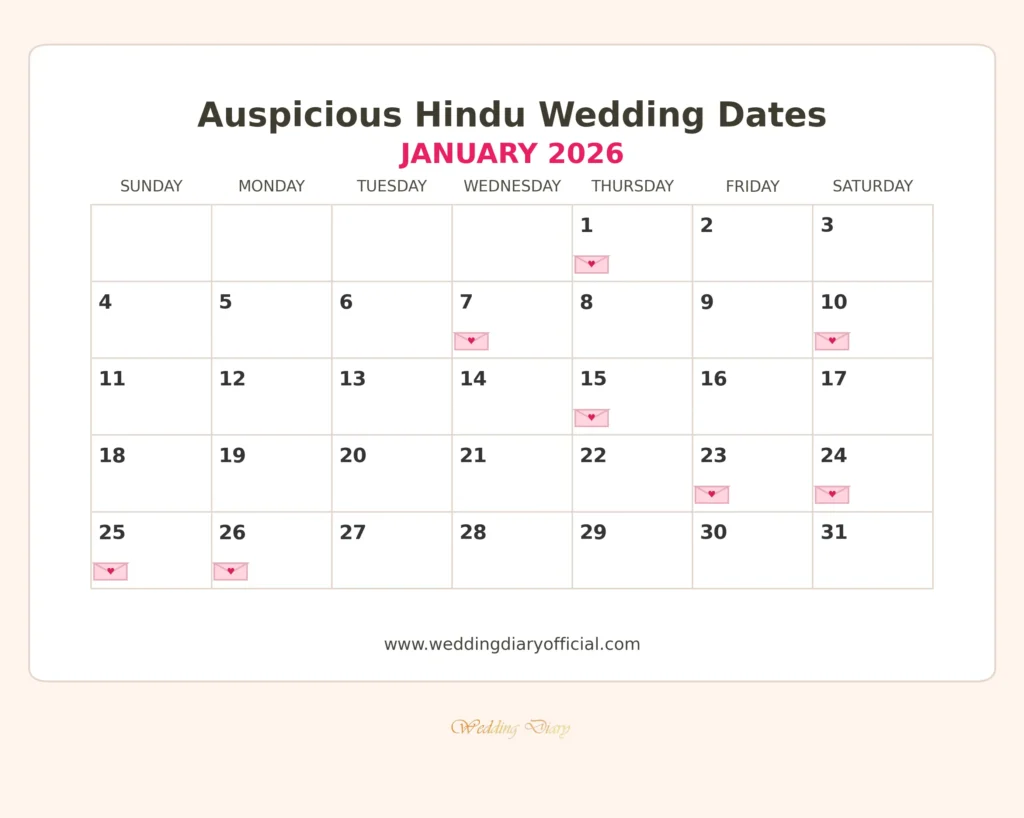 january hindu wedding dates of 2026
